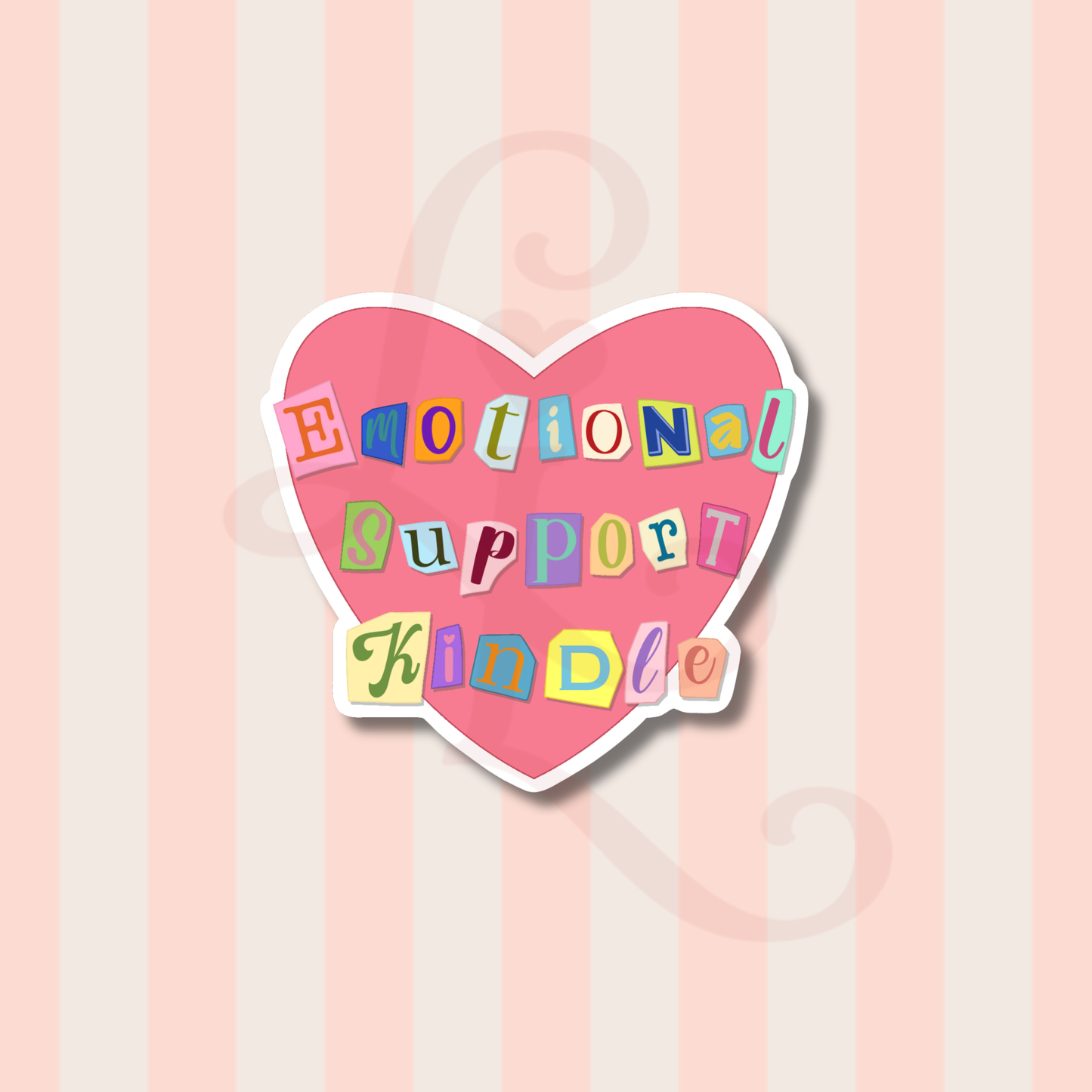 emotional support kindle heart sticker