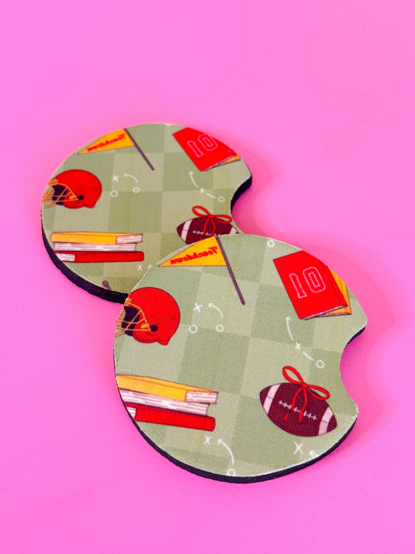 football romance -car coasters set of 2