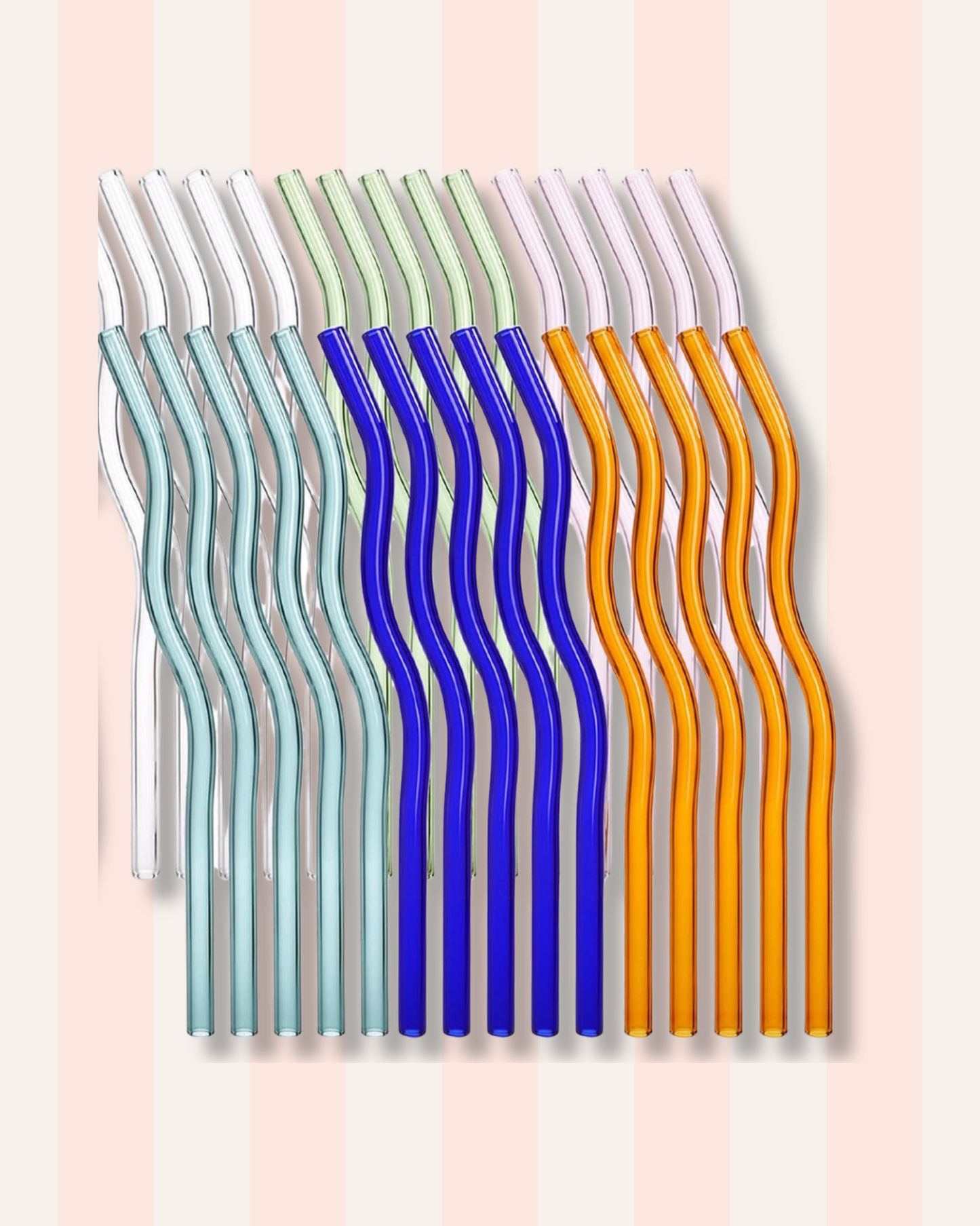 colorful wavy glass straws
