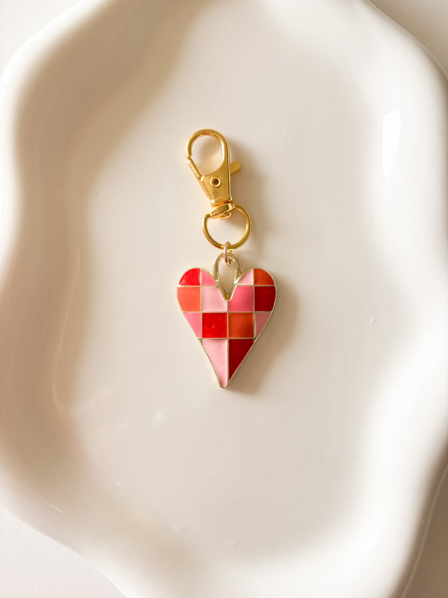 Checkered Heart Keychain