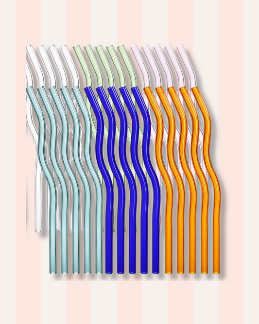 colorful wavy glass straws
