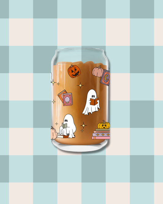 Ghostie Reads 16 oz glass